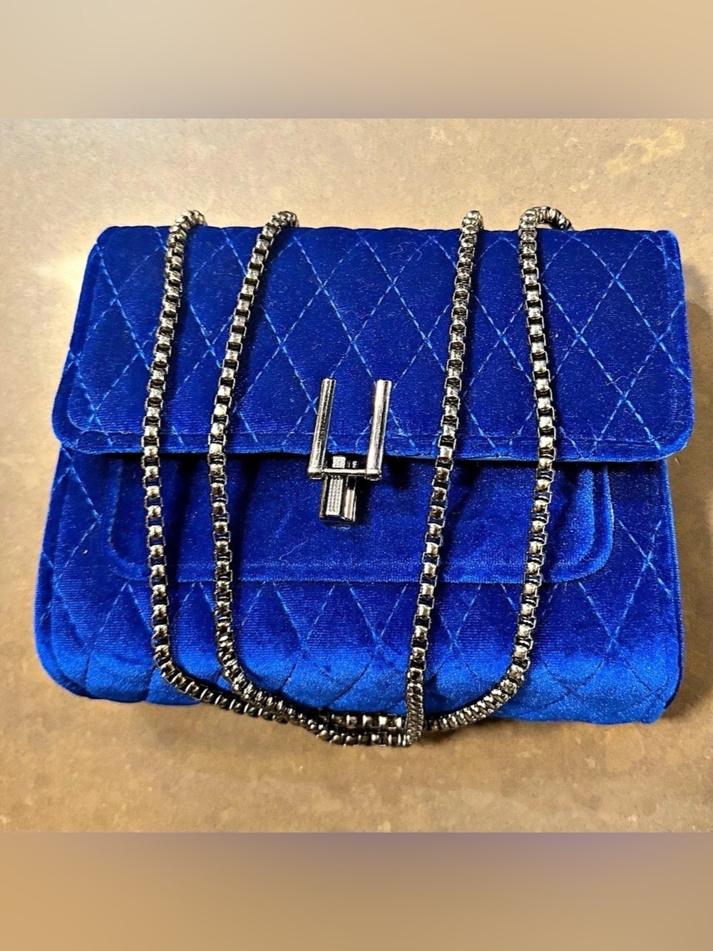 Minimalist Velvet Embroidered Chain Bag